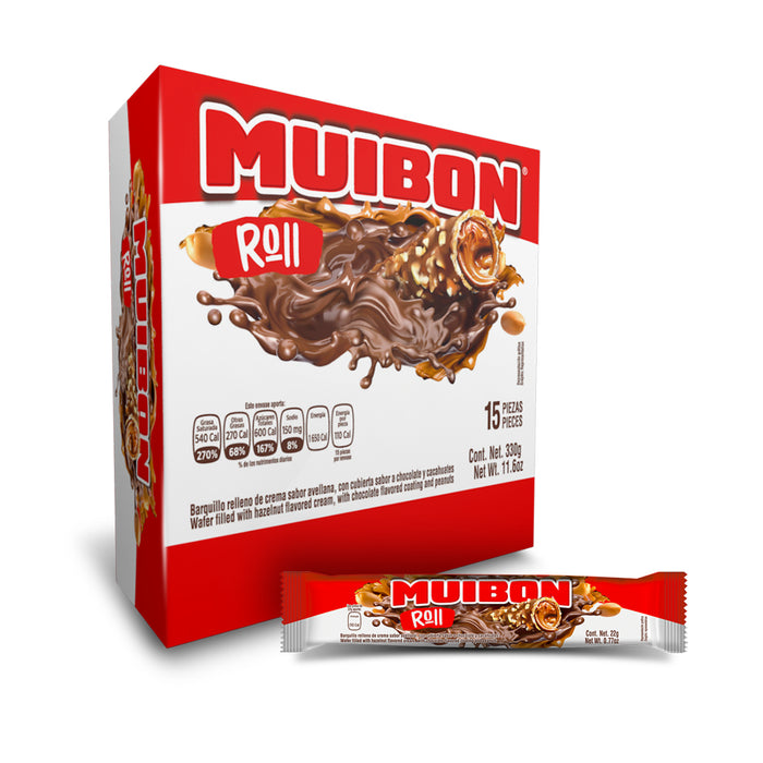 Muibon, Hazelnut Flavor Chocolate, 11.5 Oz, each display contains, 15 individually wrapped pieces of 0.78 Oz.
