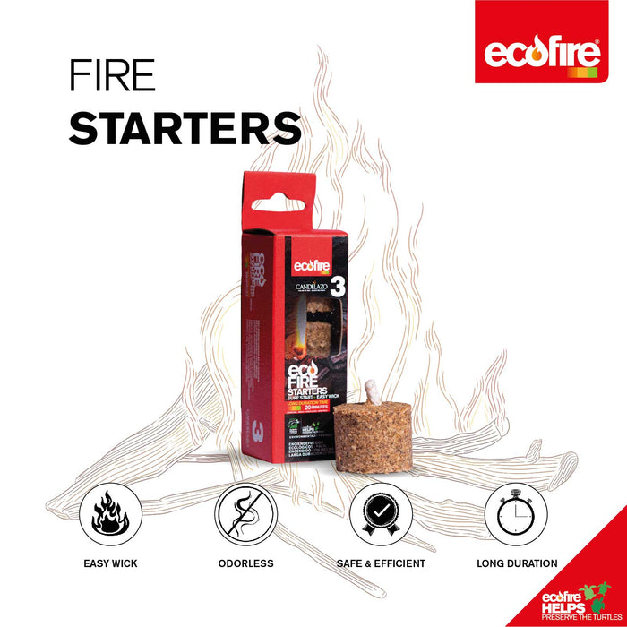 Ecofire Long Duration Time Fire Starters - 3 Units