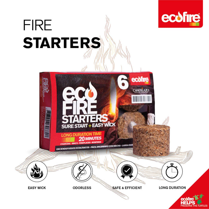 Ecofire Fire Starter Long Duration Box With 6 Units - 3.26 OZ