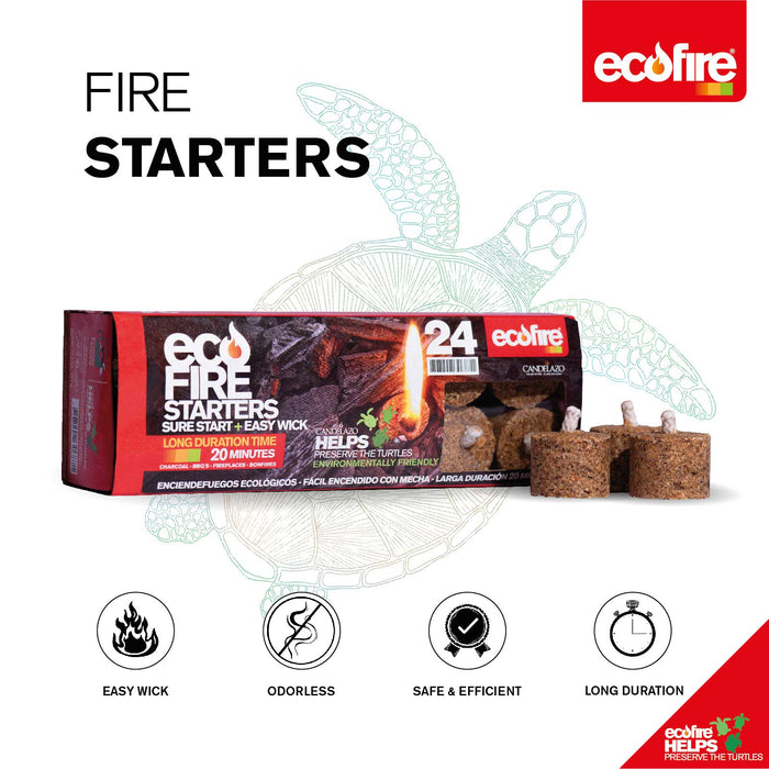 Ecofire, Fire Starter, Long Duration, Box With 12 Units, 13.04 OZ, Pack of 1