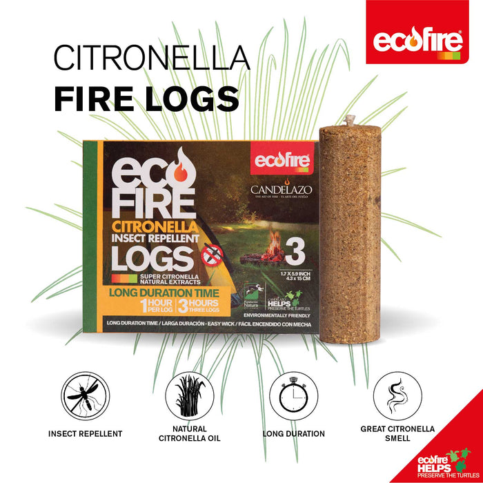 Ecofire, Citronella, Firelog ,Box With 3 Logs, 16.93 OZ