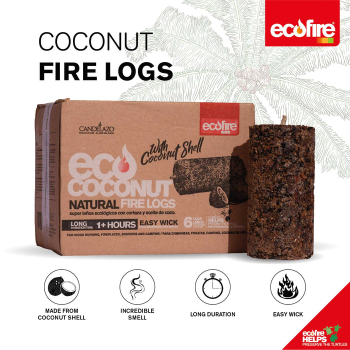 Ecofire Coconut Firelog x 6 Units - 120.63 OZ