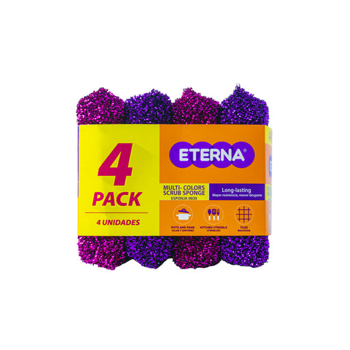 Eterna, Multicolor, Exfoliating Sponge, 4 Units, Flexible and Bright.