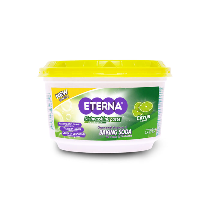 Eterna, Dishwashing Paste, Cup, Lemon Fragrance, Power Degreaser, Baking Soda Power, Multi Purpose, 15.87 Oz