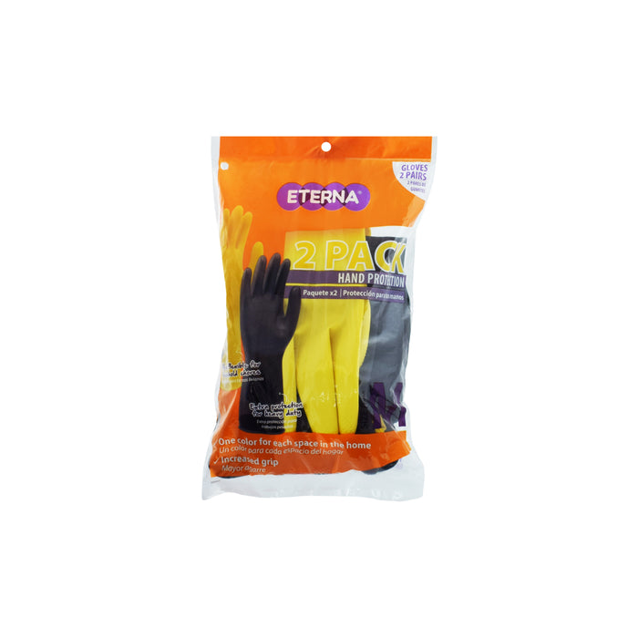 Eterna, Hand protection Glove, Size M, 2 Pairs, Yellow and Black Colors