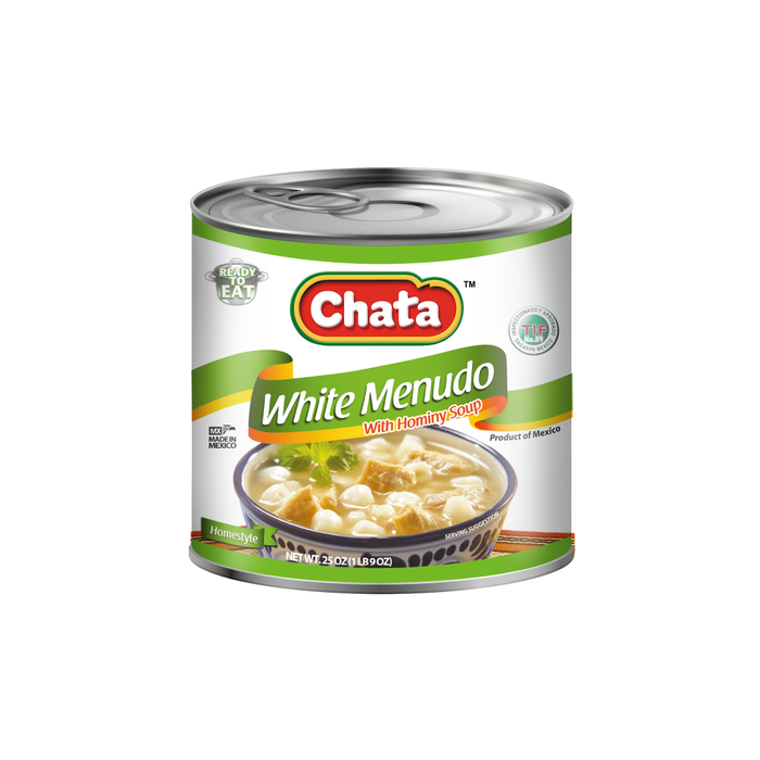 Chata Menudo Blanco Con Sopa De Maíz Lata 25 Oz