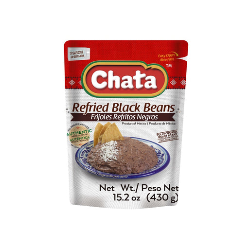 Refried Black Beans are a traditional Mexican dish, No refrigeration required, bag 15.2 Oz