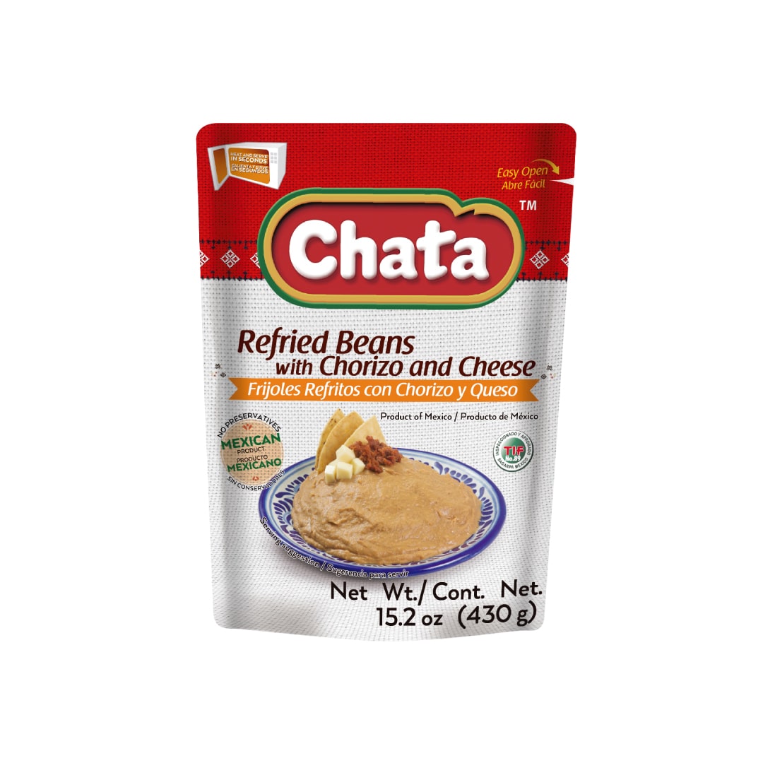 Chata Refried Beans With Chorizo & Cheese Pouch 15.2 Oz