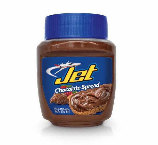 Jet, Chocolate Spreadable, 12.3 Oz, milk chocolate flavored cream, jar.