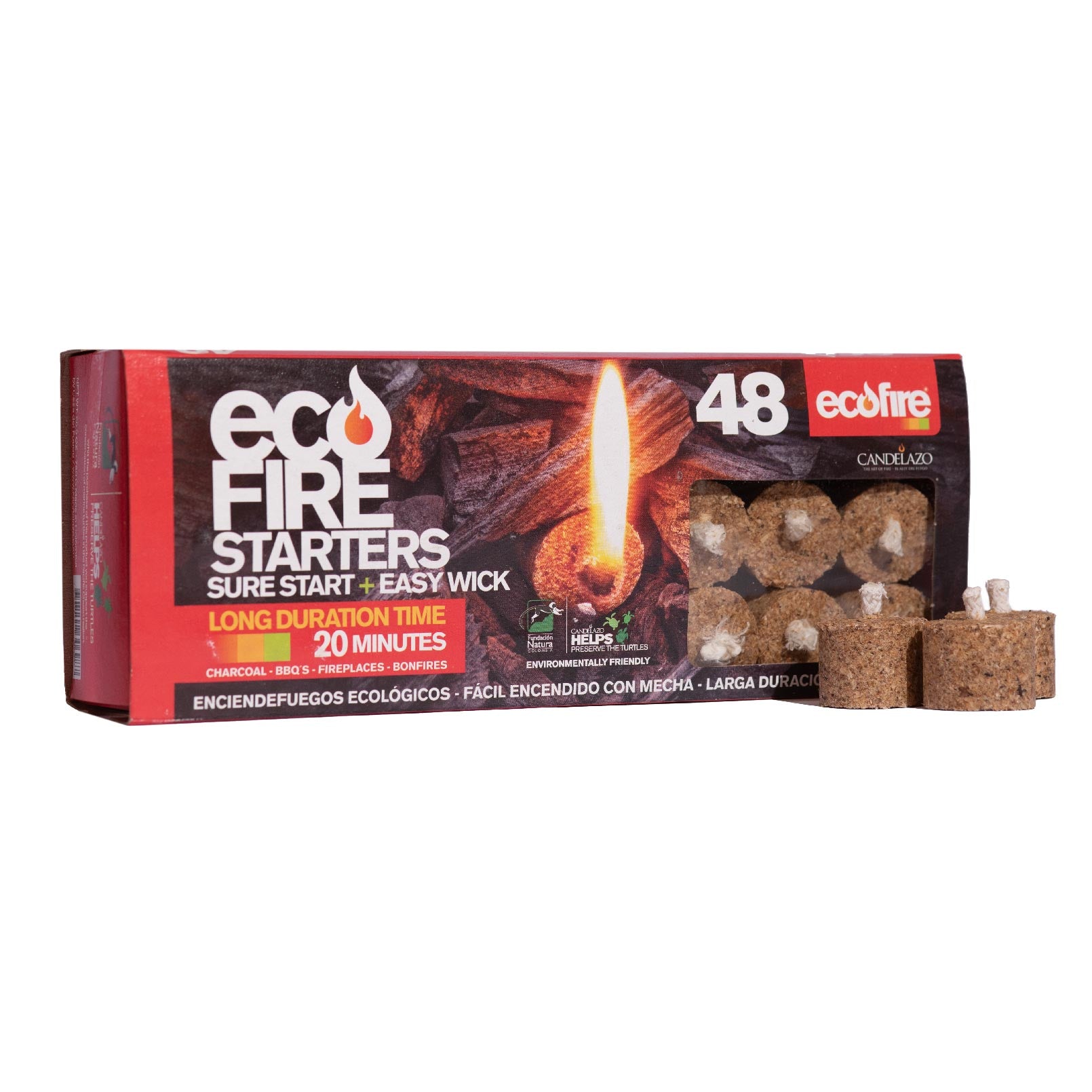 EcoFire Ecofire All-Natural Fire Starters for Campfires, Camping, BBQ  Charcoal Grill, Wood Stove, Fireplace, 48 Firestarter Lighter