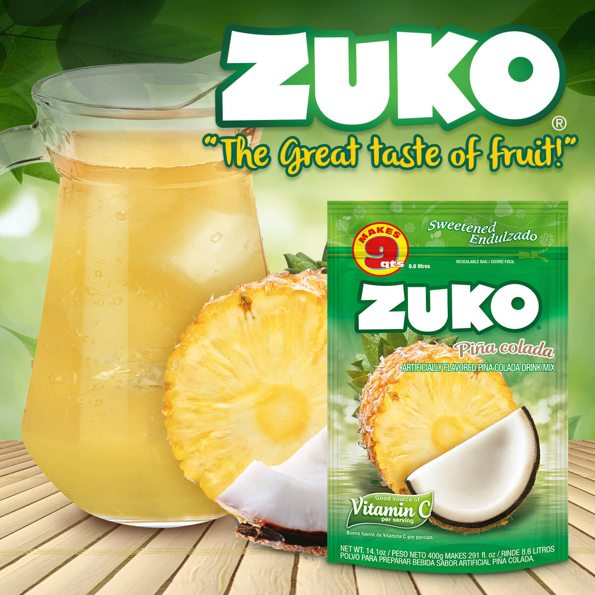 Zuko Drink Mix Piña Colada Family Pack, 14.1 oz — Cordialsa USA