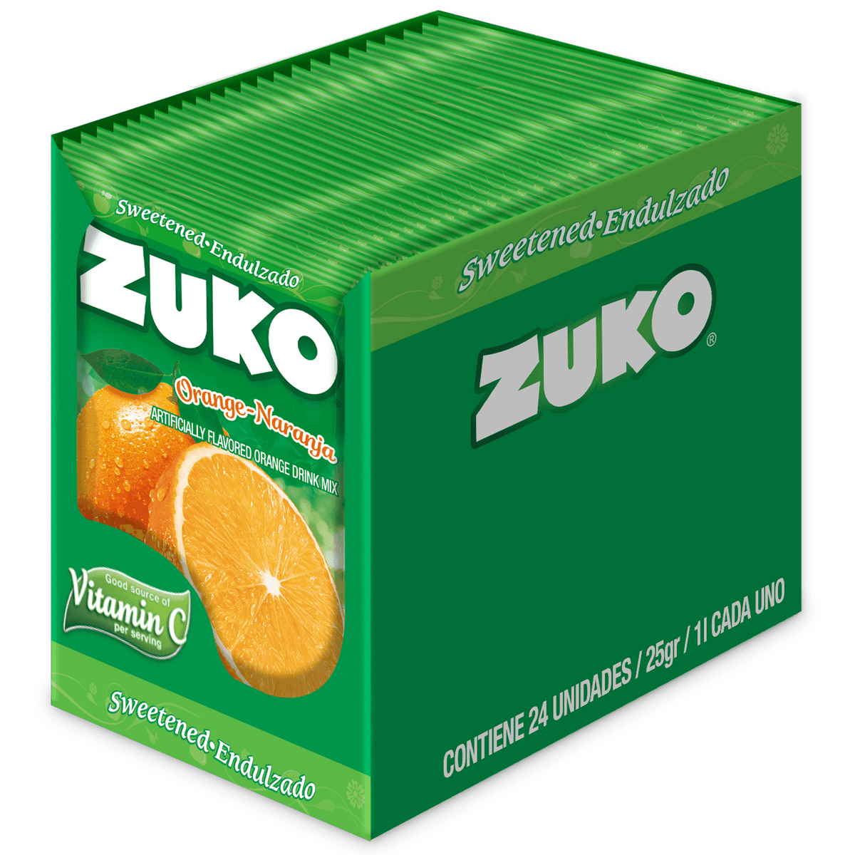 Zuko Drink Mix Orange Individual Pack, 24 Count, 0.9 oz