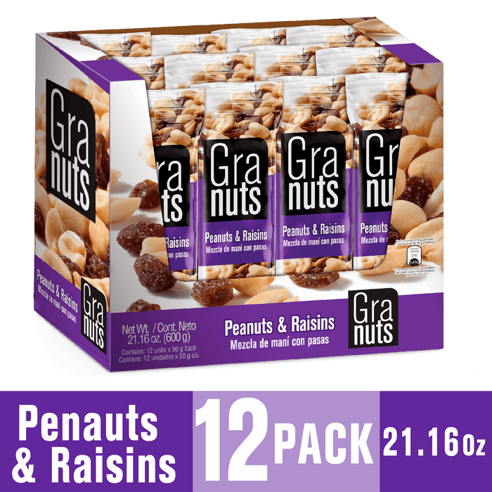 Granuts Peanuts & Raisins Display 1.76 Oz - 12 ct
